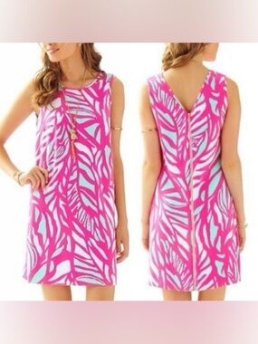 Lilly Pulitzer Sabrina Shift Dress In Capri Pink Papaya Playa Size M